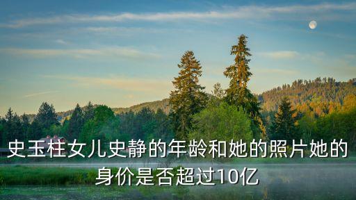 史玉柱女兒史靜的年齡和她的照片她的身價是否超過10億
