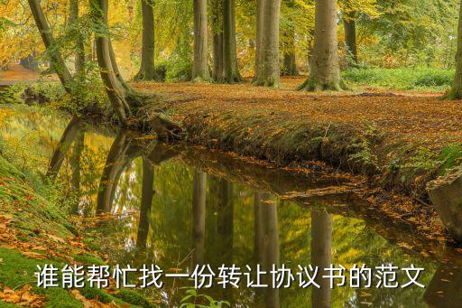 誰(shuí)能幫忙找一份轉(zhuǎn)讓協(xié)議書(shū)的范文