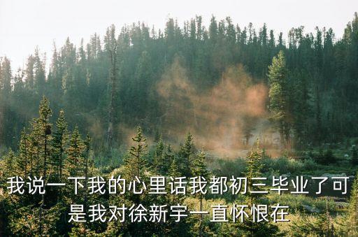 徐新宇，我說一下我的心里話我都初三畢業(yè)了可是我對徐新宇一直懷恨在