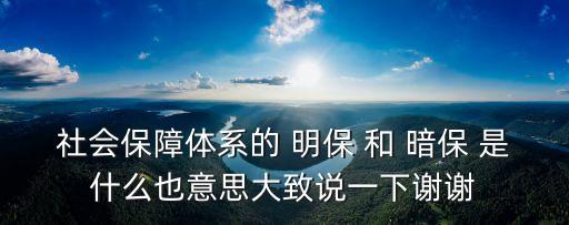 暗保，社會(huì)保障體系的 明保 和 暗保 是什么也意思大致說(shuō)一下謝謝