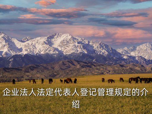 企業(yè)法人法定代表人登記管理規(guī)定的介紹