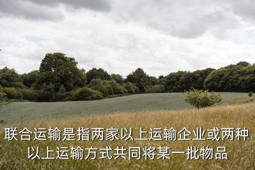 聯(lián)合運(yùn)輸是指兩家以上運(yùn)輸企業(yè)或兩種以上運(yùn)輸方式共同將某一批物品