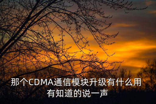那個CDMA通信模塊升級有什么用 有知道的說一聲