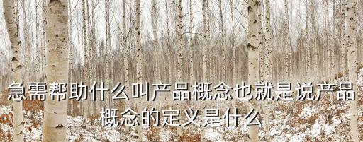 產(chǎn)品概念，急需幫助什么叫產(chǎn)品概念也就是說產(chǎn)品概念的定義是什么
