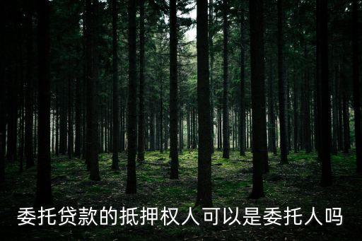 委托貸款的抵押權(quán)人可以是委托人嗎
