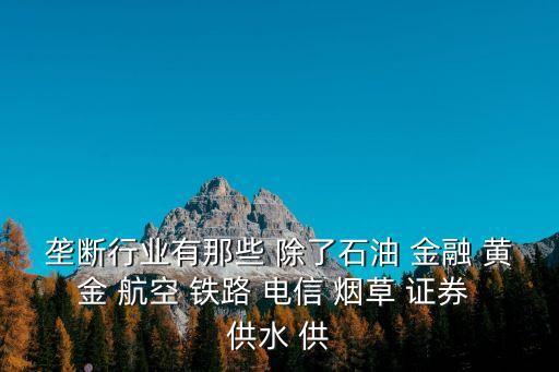 壟斷行業(yè)，壟斷行業(yè)有那些 除了石油 金融 黃金 航空 鐵路 電信 煙草 證券 供水 供