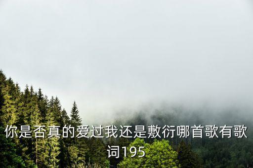 你是否真的愛過我還是敷衍哪首歌有歌詞195