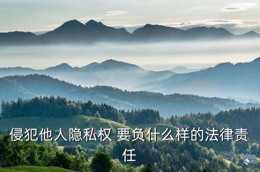 侵犯?jìng)€(gè)人隱私，侵犯他人隱私權(quán) 要負(fù)什么樣的法律責(zé)任