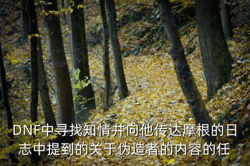 DNF中尋找知情并向他傳達(dá)摩根的日志中提到的關(guān)于偽造者的內(nèi)容的任