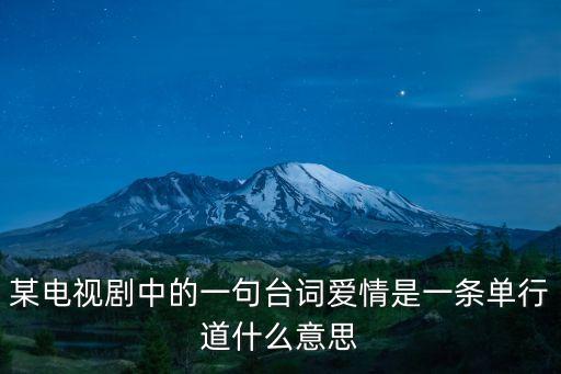一條單行道，某電視劇中的一句臺詞愛情是一條單行道什么意思