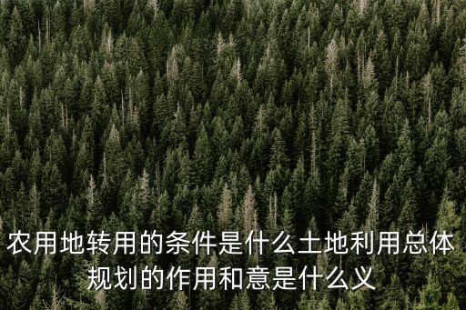農(nóng)轉(zhuǎn)用，農(nóng)用地轉(zhuǎn)用的條件是什么土地利用總體規(guī)劃的作用和意是什么義