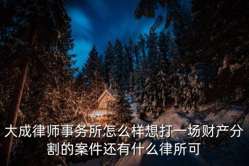 大成律師事務所怎么樣想打一場財產(chǎn)分割的案件還有什么律所可