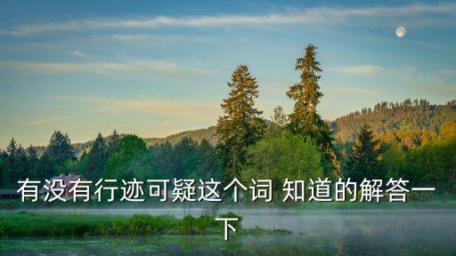 有沒有行跡可疑這個(gè)詞 知道的解答一下
