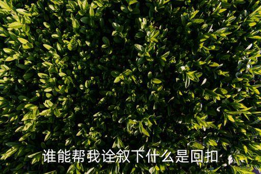 誰能幫我詮敘下什么是回扣