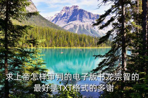 求上帝怎樣審判的電子版書龍宗智的 最好是TXT格式的多謝