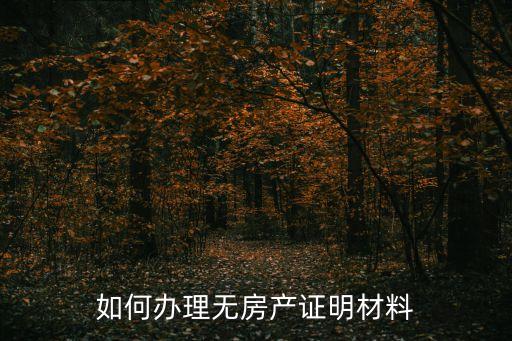 如何辦理無(wú)房產(chǎn)證明材料