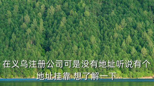 在義烏注冊(cè)公司可是沒(méi)有地址聽(tīng)說(shuō)有個(gè)地址掛靠 想了解一下