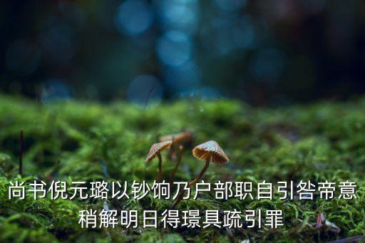 尚書倪元璐以鈔餉乃戶部職自引咎帝意稍解明日得璟具疏引罪