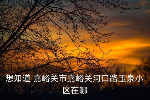 想知道 嘉峪關(guān)市嘉峪關(guān)河口路玉泉小區(qū)在哪
