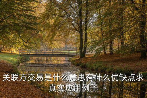關聯(lián)方交易是什么意思有什么優(yōu)缺點求真實應用例子