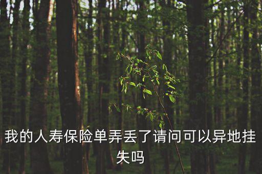我的人壽保險(xiǎn)單弄丟了請問可以異地掛失嗎