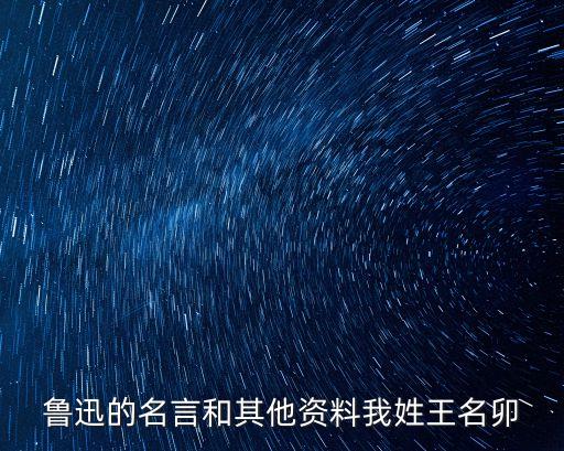 魯迅的名言和其他資料我姓王名卯