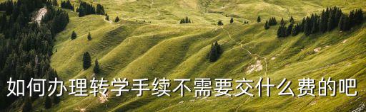 如何辦理轉(zhuǎn)學(xué)手續(xù)不需要交什么費(fèi)的吧