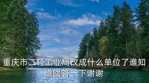 重慶市二輕工業(yè)局改成什么單位了誰知道回答一下謝謝