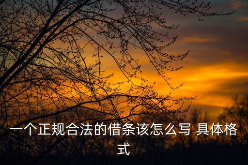 一個(gè)正規(guī)合法的借條該怎么寫 具體格式