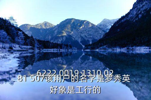 6222 0019 1310 0281 507該用戶的名字是羅秀英 好象是工行的