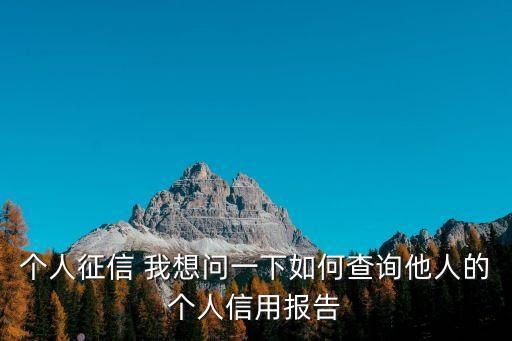 個人征信 我想問一下如何查詢他人的個人信用報告