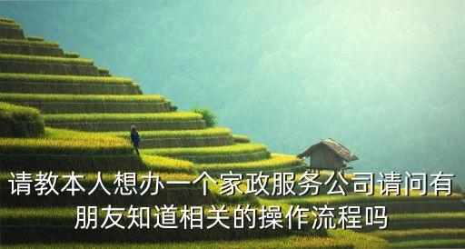 請教本人想辦一個家政服務(wù)公司請問有朋友知道相關(guān)的操作流程嗎