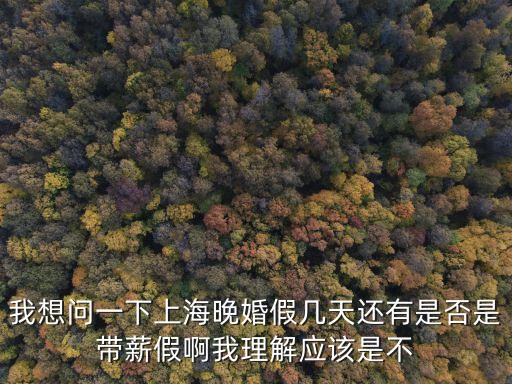我想問一下上海晚婚假幾天還有是否是帶薪假啊我理解應(yīng)該是不