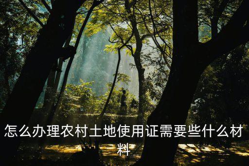 怎么辦理農(nóng)村土地使用證需要些什么材料