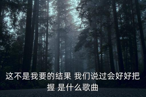 這不是我要的結(jié)果 我們說過會好好把握 是什么歌曲