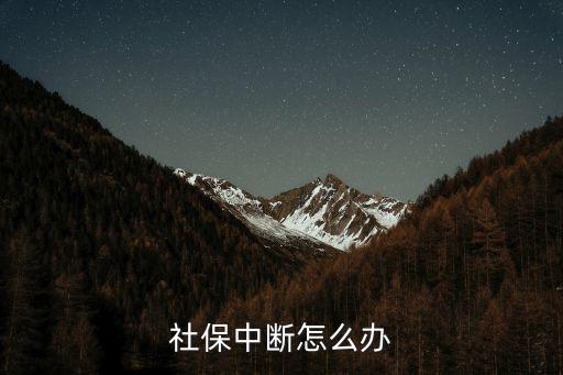 社保中斷，社保中斷怎么辦