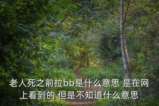 老太bb，老人死之前拉bb是什么意思 是在網(wǎng)上看到的 但是不知道什么意思