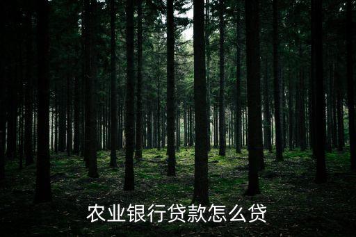農(nóng)行貸款，怎樣在農(nóng)業(yè)銀行貸款啊