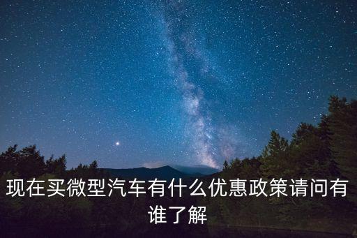 購車政策，現(xiàn)在買微型汽車有什么優(yōu)惠政策請問有誰了解