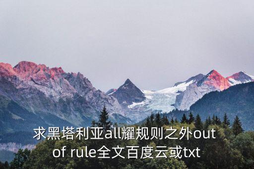 求黑塔利亞all耀規(guī)則之外out of rule全文百度云或txt