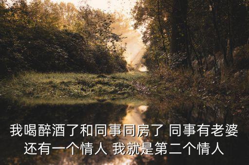 和丈夫同事的性事，我喝醉酒了和同事同房了 同事有老婆還有一個情人 我就是第二個情人