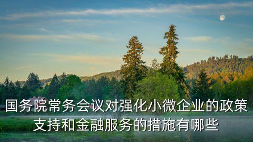 國(guó)務(wù)院常務(wù)會(huì)議對(duì)強(qiáng)化小微企業(yè)的政策支持和金融服務(wù)的措施有哪些