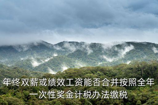 年終雙薪或績效工資能否合并按照全年一次性獎金計稅辦法繳稅
