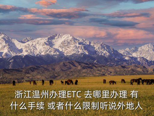浙江溫州辦理ETC 去哪里辦理 有什么手續(xù) 或者什么限制聽說外地人