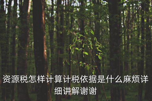 資源稅的計(jì)稅依據(jù)，資源稅怎樣計(jì)算計(jì)稅依據(jù)是什么麻煩詳細(xì)講解謝謝