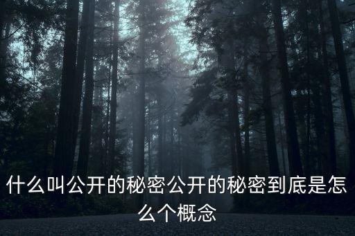什么叫公開的秘密公開的秘密到底是怎么個概念