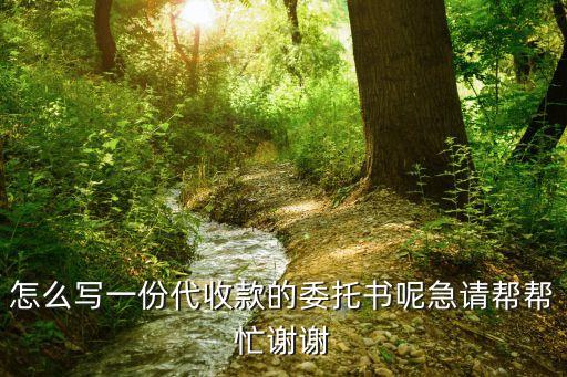 怎么寫(xiě)一份代收款的委托書(shū)呢急請(qǐng)幫幫忙謝謝
