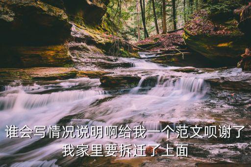 誰(shuí)會(huì)寫情況說(shuō)明啊給我一個(gè)范文唄謝了我家里要拆遷了上面