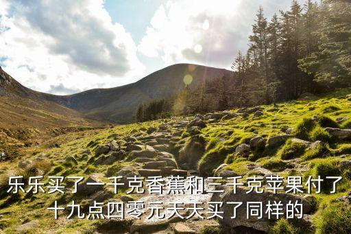樂(lè)樂(lè)買(mǎi)了一千克香蕉和三千克蘋(píng)果付了十九點(diǎn)四零元天天買(mǎi)了同樣的