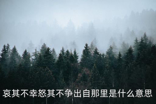 哀其不幸怒其不爭(zhēng)出自那里是什么意思